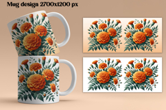 Orange marigold flower mug wrap | Flower mug background Product Image 1