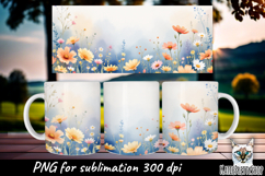 Meadow flowers sublimation mug. Product Image 1