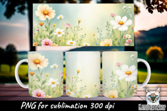Meadow flowers sublimation mug. Product Image 1