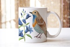 Mugs birds campanula watercolor sublimation