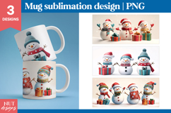Snowman Christmas Mug designs | Christmas 15oz mug wrap Product Image 1