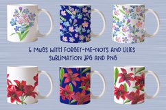 Mugs forget-me-nots lilies sublimation