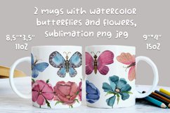 mugs watercolor butterflies flowers sublimation