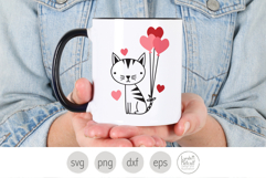 Cat Valentine Svg Cut File, Valentine Kitty Png Clip Art Product Image 3