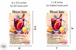 Watercolour Cocktail Recipe PNG | Christmas Kitchen Towel Product Image 2
