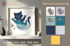 Multi-layered panel "Heavenly Cat"| SVG Product Image 1