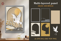 Multilayered panel "Crane and Bonsai" - 3D Paper Cut Art Product Image 1