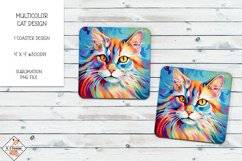 Multicolor Cat Coaster Design Sublimation Product Image 1