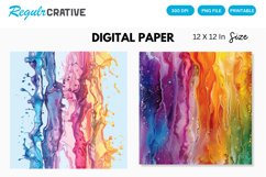 Multicolored Dripping Alcohol Ink Digital Paper, Alcohol Ink Product Image 1