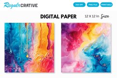 Multicolored Dripping Alcohol Ink Digital Paper, Alcohol Ink Product Image 1