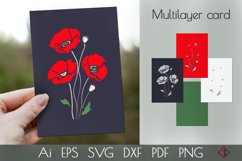Multi-layer card with poppies/Cut file Product Image 1