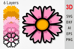 Multilayer cosmos flower for cut Layered flower 3d svg Product Image 1
