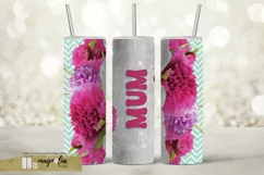 MUM tumbler wrap sublimation design png with red peony Product Image 1