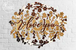 I Love You Mum Floral Wreath - Laser Cut Files Product Image 1
