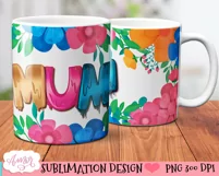 Floral Mum mug wrap PNG for sublimation |Mother's day mug Product Image 3