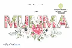 MUMMA PNG Clipar, watercolor MUMMA Flowers sublimation Product Image 1