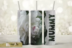 MUMMY tumbler wrap sublimation design png with white peony Product Image 1