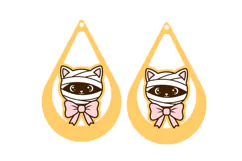 Mummy Cat Teardrop Earrings, Cat Earrings, Cat Wearing Bow Product Image 2