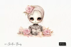 Pastel Pink Watercolor Mummy Clipart | Watercolor Halloween Product Image 1