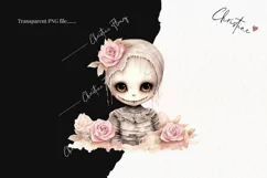 Pastel Pink Watercolor Mummy Clipart | Watercolor Halloween Product Image 2
