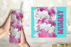 MUMMY tumbler wrap sublimation design png with pink peony Product Image 2