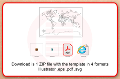 Laser cut World map SVG vector template digital download Product Image 7