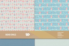 Boho Owls Digital paper Pack. Scrapbooking pages, background Product Image 3