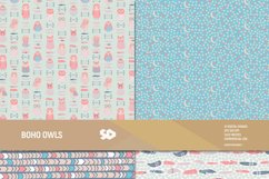 Boho Owls Digital paper Pack. Scrapbooking pages, background Product Image 5