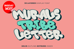 Mural Tribbe Letter | 3D Layered Graffiti Webfont for Urban Product Image 1