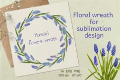Spring wreath of Muscári flowers. Sublimation design Product Image 1