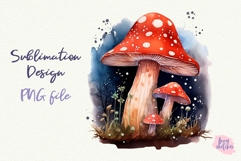 Bioluminescent Glowing Mushrooms Clipart Witchy PNG Product Image 1