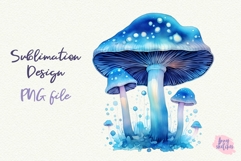 Bioluminescent Glowing Mushrooms Clipart Witchy PNG Product Image 1