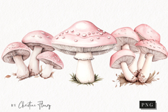 Watercolor Pink Mushrooms | Camping PNG Product Image 1