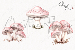 Watercolor Pink Mushrooms | Camping PNG Product Image 3