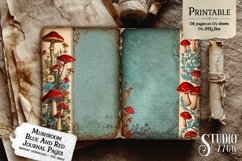 Mushroom Blue and Red Junk Journal Pages Product Image 2