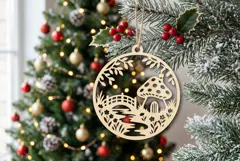 Mushroom Christmas Ornament SVG, Holiday Laser Cut Design Product Image 1