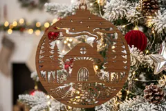 Mushroom Christmas Ornament SVG, Holiday Laser Cut Design Product Image 2