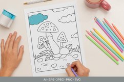 Coloring Page Mushroom in Nature Product Image 1