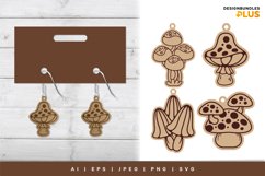 Cottagecore Mushrooms Earring Set, Lasercut & Engraving SVG Product Image 1