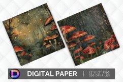 Mushroom Fantasy Forest Digital Paper Product Image 1