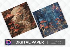 Mushroom Fantasy Forest Digital Paper Product Image 1