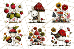 Forest Friends Woodland Animals PNG Clipart Mushrooms Art Product Image 6