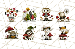 Forest Friends Woodland Animals PNG Clipart Mushrooms Art Product Image 3