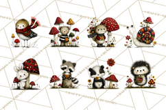 Forest Friends Woodland Animals PNG Clipart Mushrooms Art Product Image 5