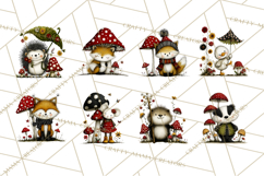 Forest Friends Woodland Animals PNG Clipart Mushrooms Art Product Image 4