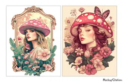 Vintage Mushroom Girl Junk Journal Pages | Digital Papers Product Image 2