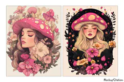 Vintage Mushroom Girl Junk Journal Pages | Digital Papers Product Image 3