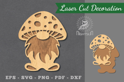 Mushroom Gnome Laser Cut Decoration Product Image 1