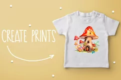 Fairy Mushroom House Watercolor Clipart Product Image 3