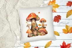 Fairy Mushroom House Watercolor Clipart Product Image 4